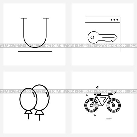 Stock Vector Icon Set of 4 Line Symbols for format, balloon, underline, password, Christmas Vector Illustration. Стоковая иллюстрация, агентство Ingram Publishing / Фотобанк Лори