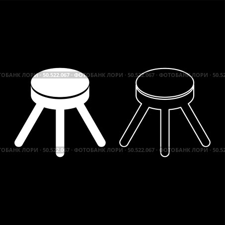 Stool with three legs furniture legged household concept set icon white color vector illustration image simple solid fill outline contour line thin flat style. Stool with three legs furniture legged household concept set icon white color vector illustration image solid fill outline contour line thin flat style. Стоковая иллюстрация, агентство Ingram Publishing / Фотобанк Лори