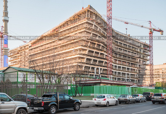Строительство нового медиацентра НТВ в Останкино (2014 год). Редакционное фото, фотограф Владимир Князев / Фотобанк Лори