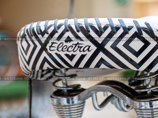 Stylish Electra Bicycle Seat with Bold Geometric Design. Редакционное фото, фотограф Sergakoff / Фотобанк Лори