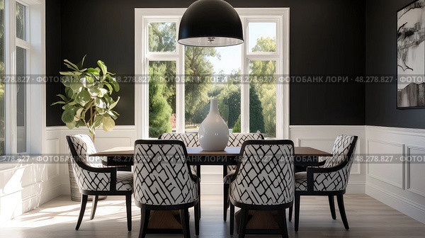 stylish interior design black ai generated. Стоковое AI-изображение, AI-художник Vectorwin / Фотобанк Лори