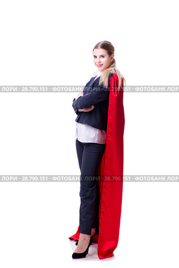Superhero woman isolated on white background. Стоковое фото, фотограф Elnur / Фотобанк Лори