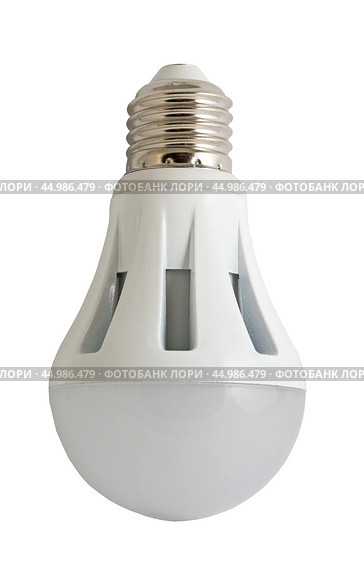 Светодиодная осветительная лампа E27 на белом фоне. LED energy saving bulb. Стоковое фото, фотограф Татьяна Д / Фотобанк Лори