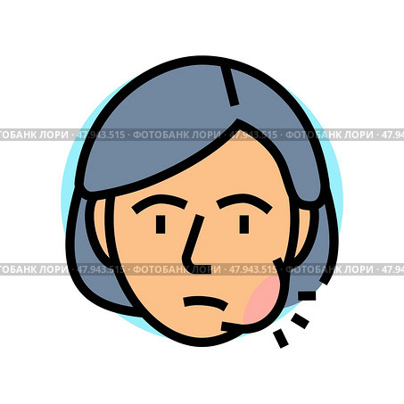 swelling face disease symptom color icon vector illustration. Стоковая иллюстрация, иллюстратор Vectorwin / Фотобанк Лори
