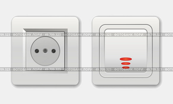Switches for light. On and off wall switcher and socket. Lineart toggle symbol. On Off Switch. Day and night switcher. Light dark buttons. Light switch. Red electric light switch ON and OFF position. Light switch. Red electric light switch in ON and OFF position. Стоковая иллюстрация, агентство Ingram Publishing / Фотобанк Лори
