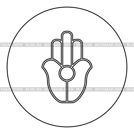 Symbol Natib Qadish Kappu palm Hamsa Levantian neo paganism neopaganism religious symbol Hand indian paganism icon in circle round black color vector illustration image outline contour line thin style simple. Symbol Natib Qadish Kappu palm Hamsa Levantian neo paganism neopaganism religious symbol Hand indian paganism icon in circle round black color vector illustration image outline contour line thin style. Стоковая иллюстрация, агентство Ingram Publishing / Фотобанк Лори