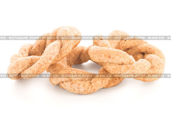 Tasty round olive crackers on white background. Стоковое фото, агентство Ingram Publishing / Фотобанк Лори