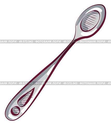 Teaspoon small spoon vector, isolated icon handdrawn sketch of utensils. Metal device for measuring and dining, silverware cutlery flat style object. Teaspoon for Measuring and Adding Ingredients. Стоковая иллюстрация, агентство Ingram Publishing / Фотобанк Лори