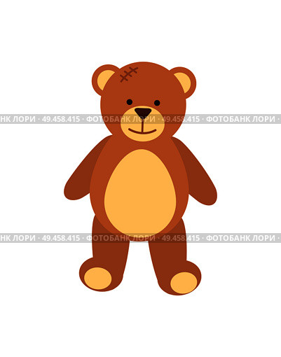 Teddy bear, banner with fluffy toy, poster with object created for kids to play with, plush item, vector illustration isolated on white background. Teddy Bear Fluffy Toy Poster Vector Illustration. Стоковая иллюстрация, агентство Ingram Publishing / Фотобанк Лори