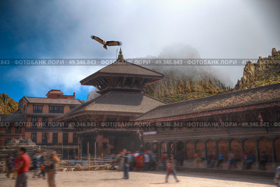 Temples of Durbar Square in Bhaktapur, Kathmandu valey, Nepal. Стоковое фото, агентство Ingram Publishing / Фотобанк Лори