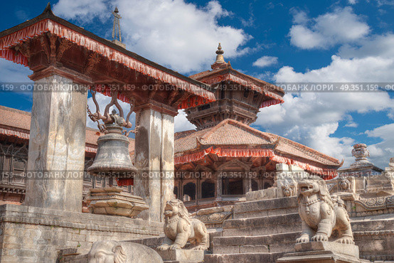 Temples of Durbar Square in Bhaktapur, Kathmandu valey, Nepal..  Durbar Square in Bhaktapur. Стоковое фото, агентство Ingram Publishing / Фотобанк Лори
