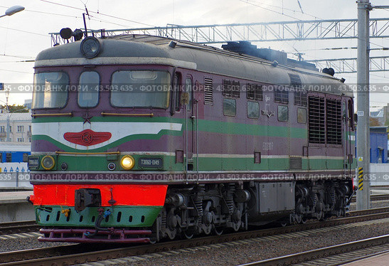 Тепловоз ТЭП60-0149, станция Минск-Пассажирский, Беларусь (2018 год). Редакционное фото, фотограф Алексей Иванов / Фотобанк Лори