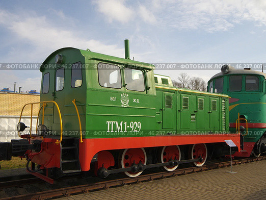 Тепловоз ТГМ1-929. Брестский музей железнодорожной техники, Брест, Беларусь (2020 год). Редакционное фото, фотограф Алексей Иванов / Фотобанк Лори