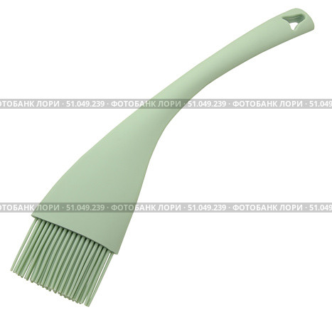 Термостойкая силиконовая кисточка кулинара на белом фоне. Heat-resistant silicone basting brush for grilling isolated on white background. Стоковое фото, фотограф Татьяна Д / Фотобанк Лори