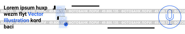 Text documents stacked with blue checkmark icon, adjacent to blue outlined microphone symbol. Ideal for document management, voice search, digital records, webinars, customer support, online. Digital Documents and Voice Search Integration with Blue Microphone Icon. Стоковая иллюстрация, агентство Ingram Publishing / Фотобанк Лори