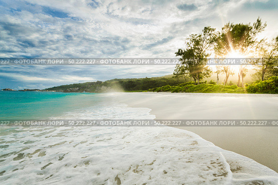The beautiful Grand Anse Beach in La Digue, Seychelles. Стоковое фото, агентство Ingram Publishing / Фотобанк Лори