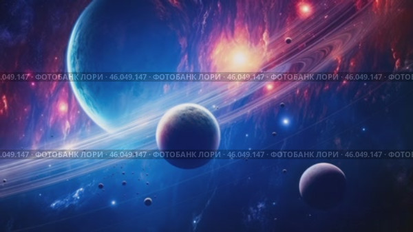 The birth of a supernova on a widescreen image. The Big Bang. Multicolored nebulae and stars. Parade of paneths in the universe, stars and a cosmic body. Стоковое AI-видео, аниматор ALLA YURTAYEVA / Фотобанк Лори