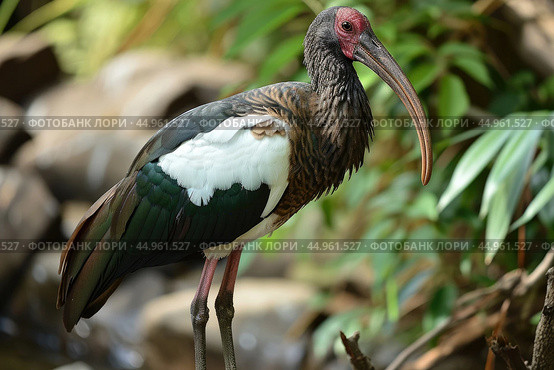 The exquisite details of the Northern Bald Ibis. Стоковое AI-изображение, AI-художник Veniamin Kraskov / Фотобанк Лори