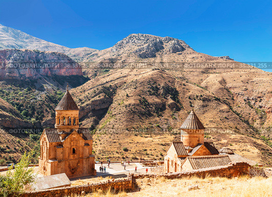 The medieval monastery of Noravank in Armenia. Was founded in 1205. Top view. (2018 год). Стоковое фото, фотограф Наталья Волкова / Фотобанк Лори