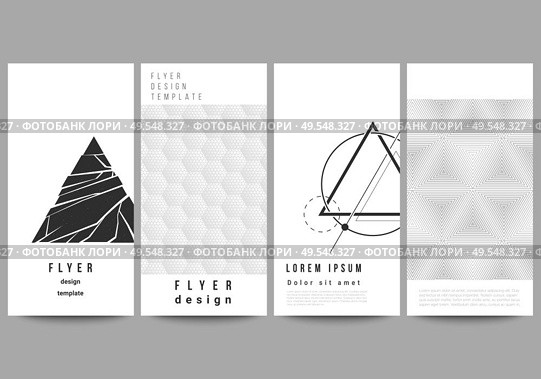 The minimalistic vector illustration of the editable layout of flyer, banner design templates. Abstract geometric triangle design background using different triangular style patterns. The minimalistic vector illustration of the editable layout of flyer, banner design templates. Abstract geometric triangle design background using different triangular style patterns. Стоковая иллюстрация, агентство Ingram Publishing / Фотобанк Лори