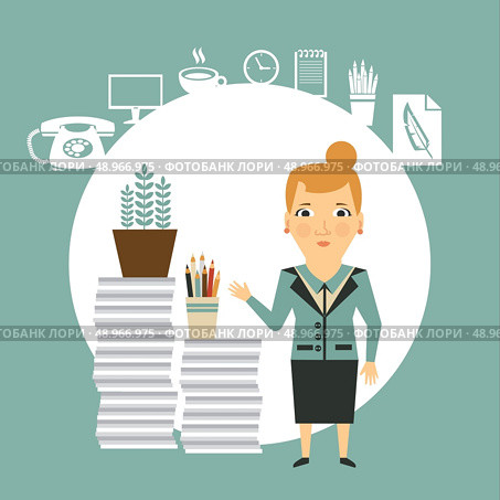 The Secretary has a lot of work illustration. Стоковая иллюстрация, агентство Ingram Publishing / Фотобанк Лори