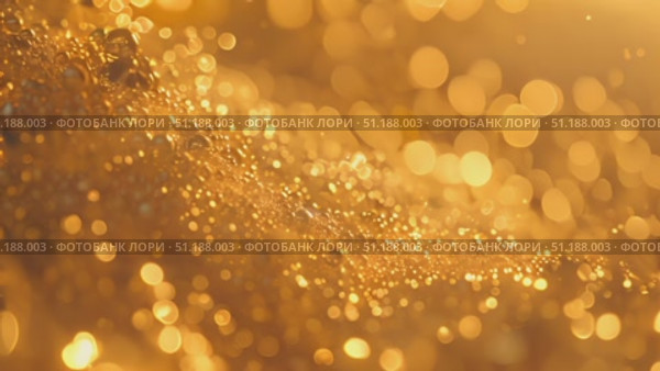 The shimmering droplets create a stunning golden bokeh effect, enhancing the warm atmosphere during sunset hours. Стоковое AI-видео, аниматор Данила Большаков / Фотобанк Лори