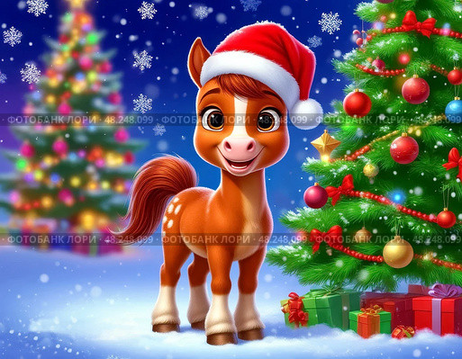 The year 2026 on the Eastern calendar is the year of the red fiery Horse. The red fiery Horse is a sign of purposefulness and triumph. Стоковое AI-изображение, AI-художник Сергей Елизарьев / Фотобанк Лори