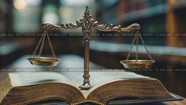 This showcases the scales of justice balanced on an open law book in a library, emphasizing legal themes and knowledge. Стоковое AI-видео, аниматор Данила Большаков / Фотобанк Лори