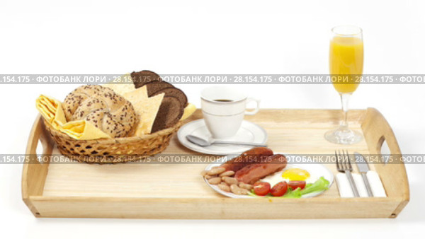 Time-lapse video of breakfast on a tray. Стоковое видео, видеограф Алексей Кузнецов / Фотобанк Лори