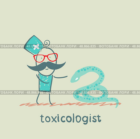 Toxicologist stands next to a snake. Стоковая иллюстрация, агентство Ingram Publishing / Фотобанк Лори