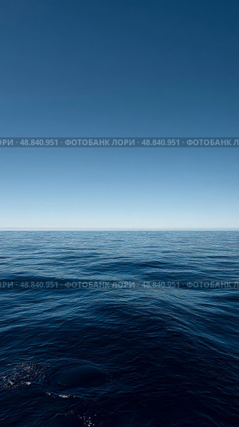 Tranquil Ocean View Under a Clear Blue Sky at Midday. Стоковое AI-изображение, AI-художник Юлия Гапеенко / Фотобанк Лори