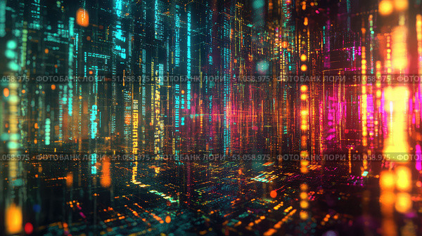 transitioning glitch-transitioning quantum code ai generated. Стоковое AI-изображение, AI-художник Vectorwin / Фотобанк Лори