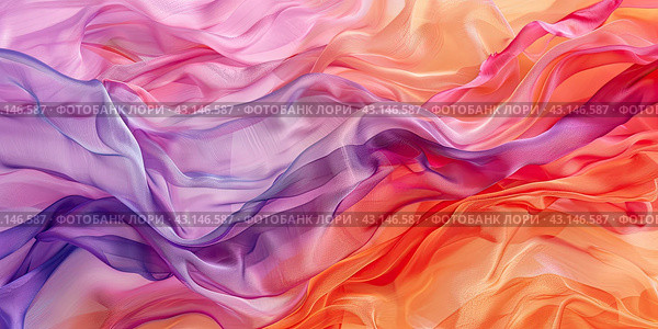 Translucent waves with bright gradients permeate the abstract space captured in high resolution. Стоковое AI-изображение, AI-художник Ярославский Максим / Фотобанк Лори