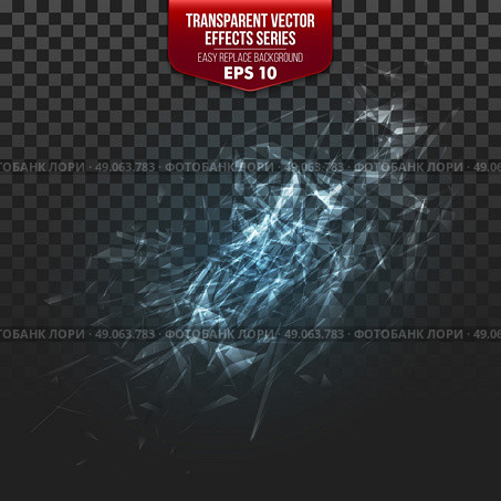 Transparent broken glass on transparent background. Vector illustration. Transparent broken glass on transparent background. Vector illustration EPS10. Стоковая иллюстрация, агентство Ingram Publishing / Фотобанк Лори