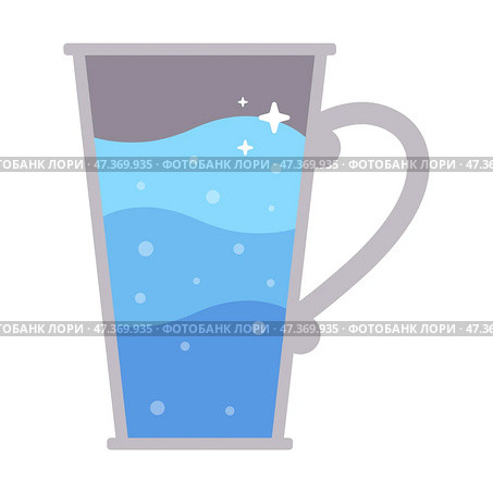 Transparent glass with water. clear blue drink to quench your thirst. Стоковая иллюстрация, иллюстратор Вячеслав Беспутин / Фотобанк Лори
