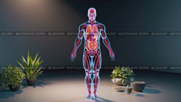 Transparent male body showing respiratory and digestive systems. Стоковое видео, видеограф Данил Руденко / Фотобанк Лори