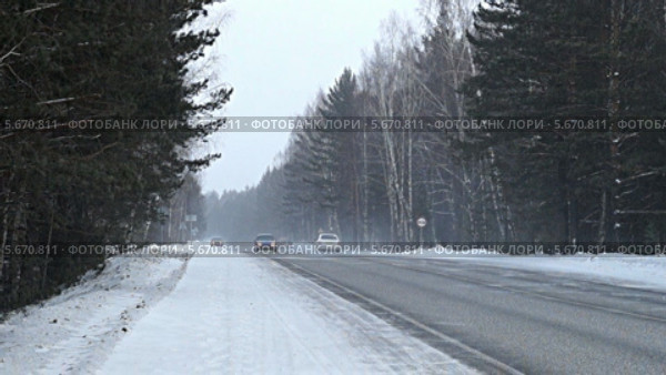 Трасса М-54 зимой. Стоковое видео, видеограф Ирина Егорова / Фотобанк Лори