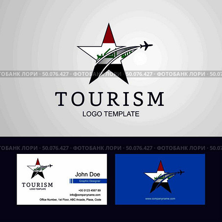 Travel Iraq flag Creative Star Logo and Business card design. Стоковая иллюстрация, агентство Ingram Publishing / Фотобанк Лори
