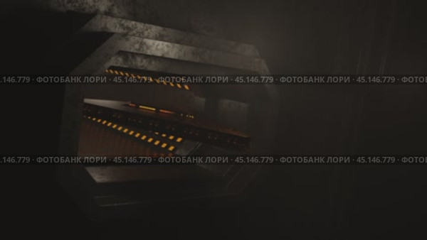 Triangular spaceship passing through dark tunnel. Стоковое видео, видеограф Данил Руденко / Фотобанк Лори