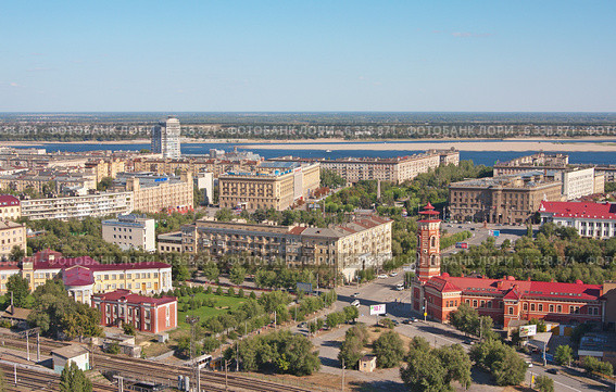 Центр Волгограда. Обзорный вид сверху (2014 год). Редакционное фото, фотограф Андрей Ижаковский / Фотобанк Лори