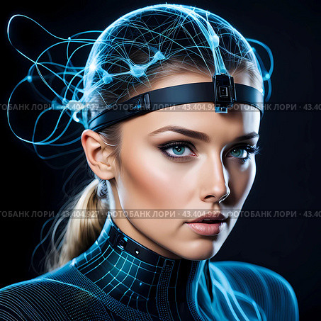Цифровой портрет: инерция нейронных связей. Стоковое AI-изображение, AI-художник Инна Пецко / Фотобанк Лори