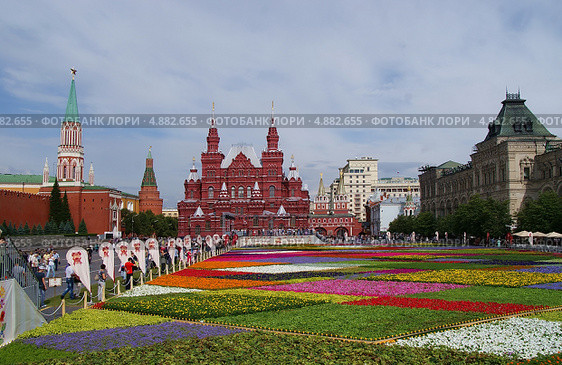 Цветочный ковёр на Красной площади (2013 год). Редакционное фото, фотограф Павел Москаленко / Фотобанк Лори