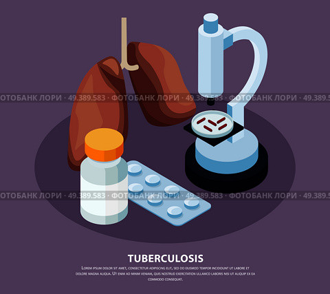 Tuberculosis prevention isometric concept with lungs and bacteria symbols vector illustration. Tuberculosis Prevention Concept. Стоковая иллюстрация, агентство Ingram Publishing / Фотобанк Лори