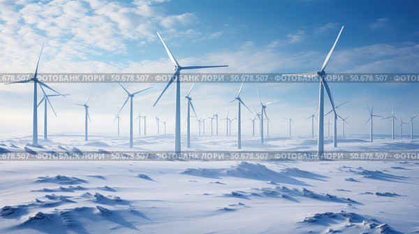 turbines winter technik ai generated. Стоковое AI-изображение, AI-художник Vectorwin / Фотобанк Лори