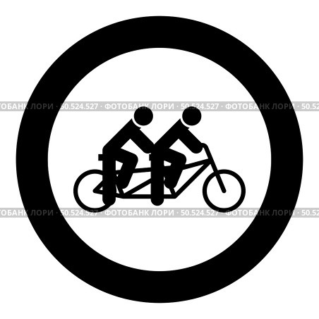 Two people on tandem bicycle ride together bike team concept riding travel icon in circle round black color vector illustration image solid outline style simple. Two people on tandem bicycle ride together bike team concept riding travel icon in circle round black color vector illustration image solid outline style. Стоковая иллюстрация, агентство Ingram Publishing / Фотобанк Лори