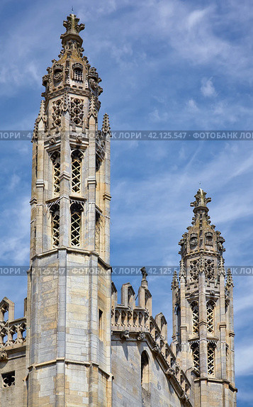 Two towers on the facade of King's college chapel. University of Cambridge. United Kingdom (2010 год). Стоковое фото, фотограф Сергей Пристяжнюк (Serg Zastavkin) / Фотобанк Лори