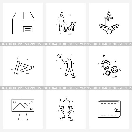 UI Set of 9 Basic Line Icons of sports, greater than, candle, education, sign Vector Illustration. Стоковая иллюстрация, агентство Ingram Publishing / Фотобанк Лори