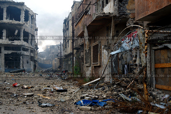 Улицы центрального Хомса в первые часы после вывода боевиков (2014 год). Стоковое фото, фотограф Кочнева Анхар / Фотобанк Лори