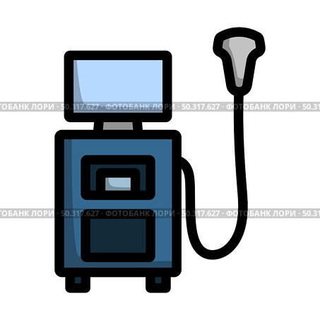 Ultrasound Diagnostic Machine Icon. Editable Bold Outline With Color Fill Design. Vector Illustration. Стоковая иллюстрация, агентство Ingram Publishing / Фотобанк Лори