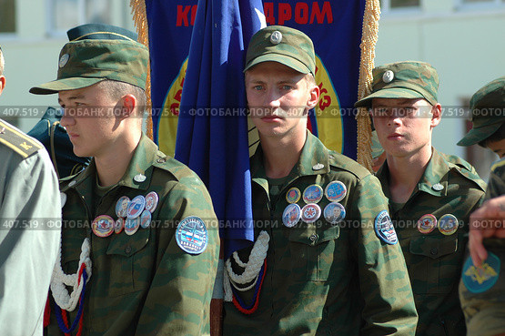 Юнармейцы в строю (2008 год). Редакционное фото, фотограф Юрий Шпинат / Фотобанк Лори